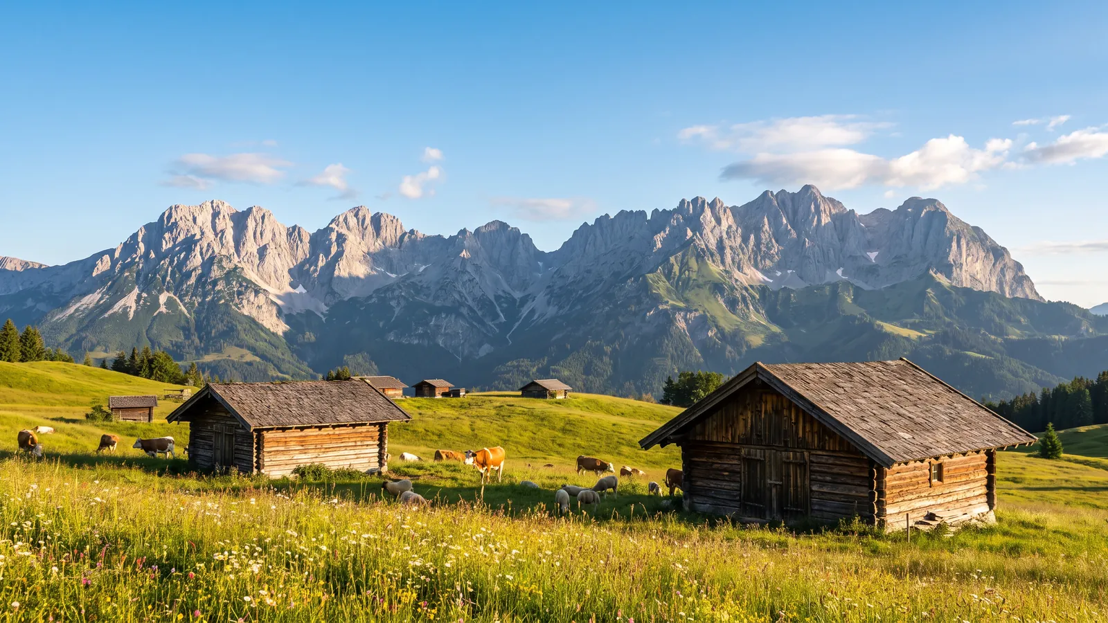 Tiroler Bergpanorama mit Almwiesen