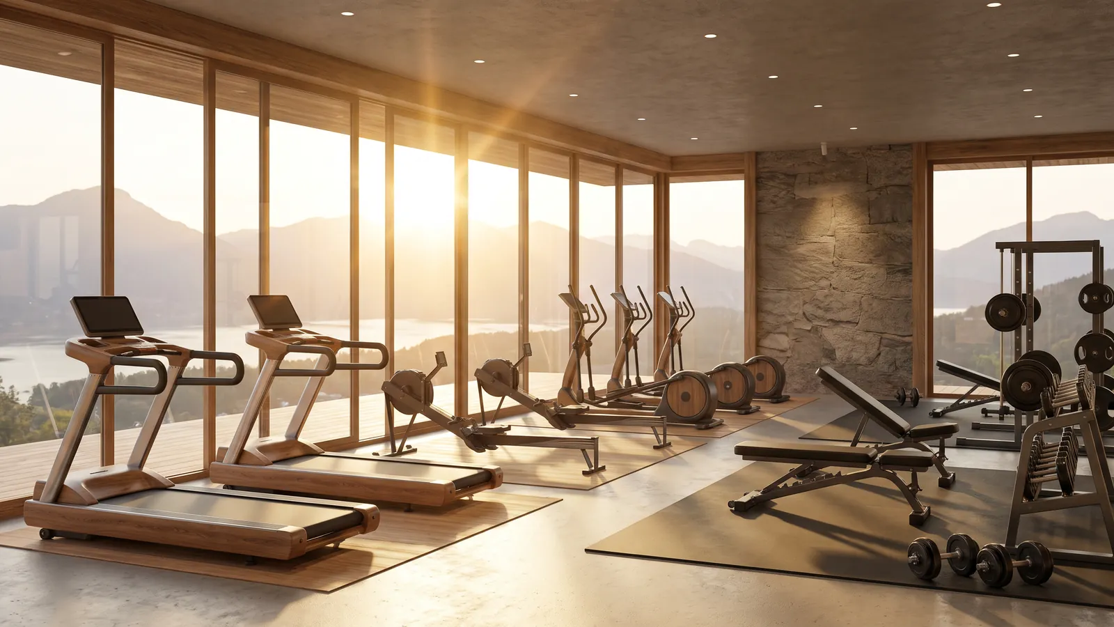 Modernes Fitnessstudio mit Trainingsgeräten