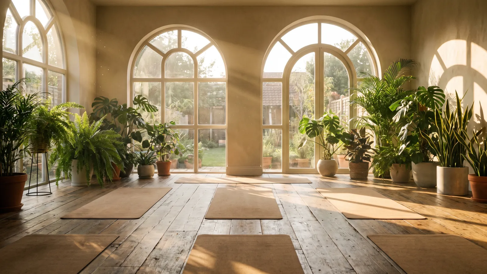 Yoga-Praxis in ruhigem Studio-Setting