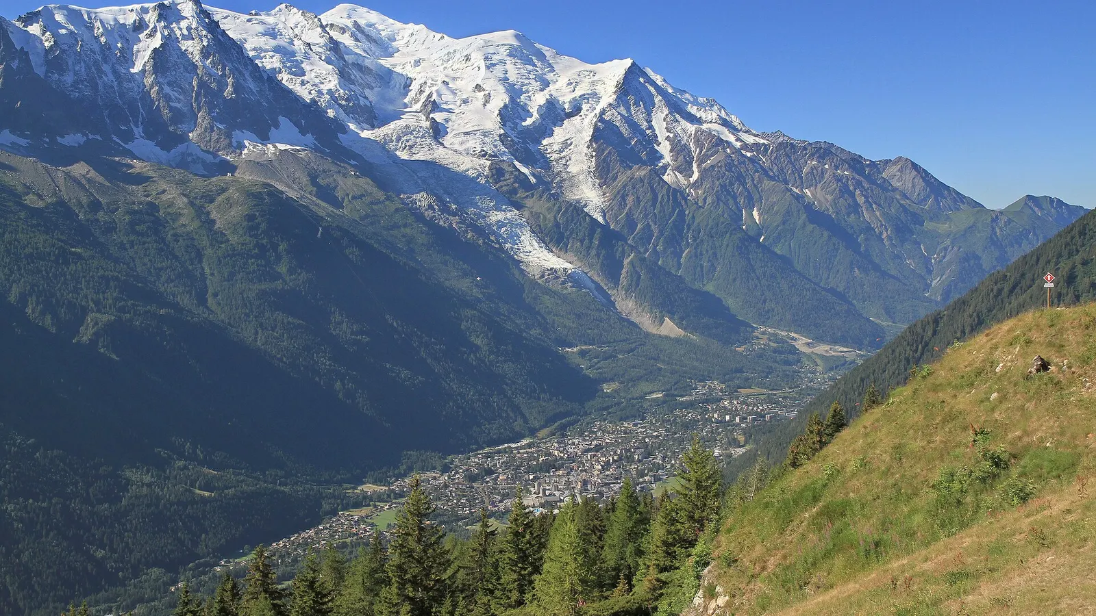 Mont-Blanc-Massiv über dem Tal von Chamonix