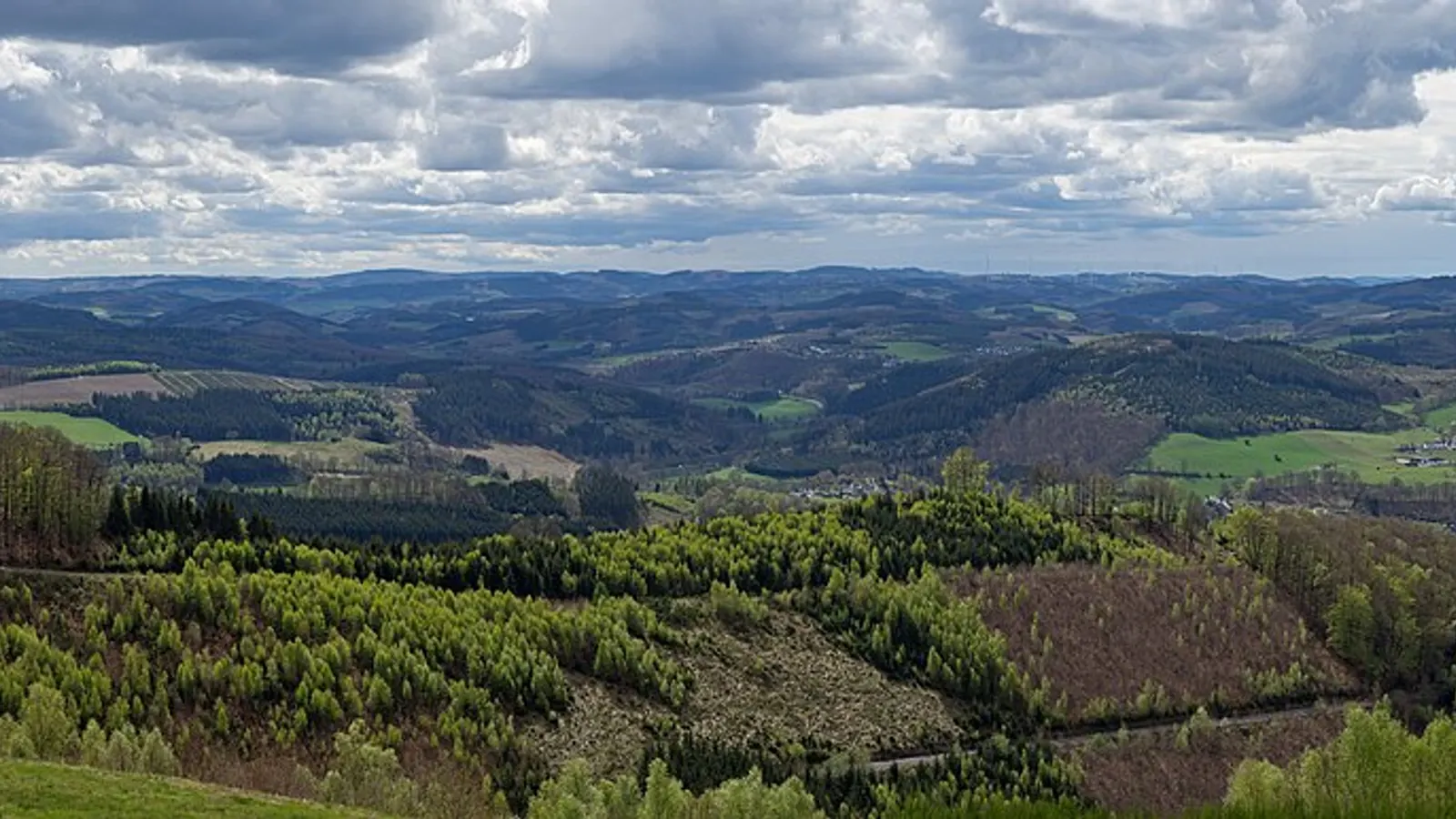 Bewaldete Hügel mit Weitblick ins Sauerland
